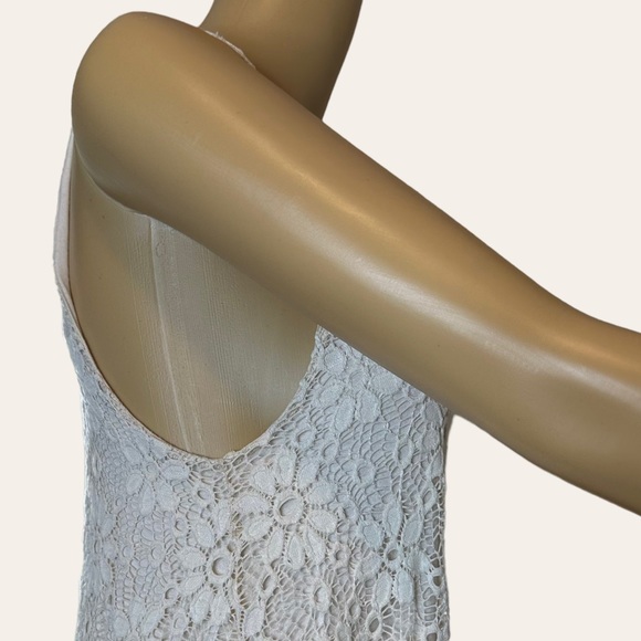 Ginger G A-Line Dress Medium M Cream Full Lace Lined Knee Length Stretch - Picture 6 of 16